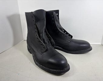 Vintage Wolverine Combat Boots: Black Steel Toe Military Leather, Men's 11.5 Made in USA