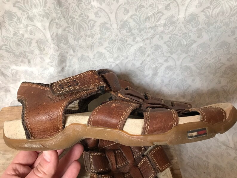 Vintage Tommy Hilfiger Sandals Brown Leather Fisherman Mens | Etsy