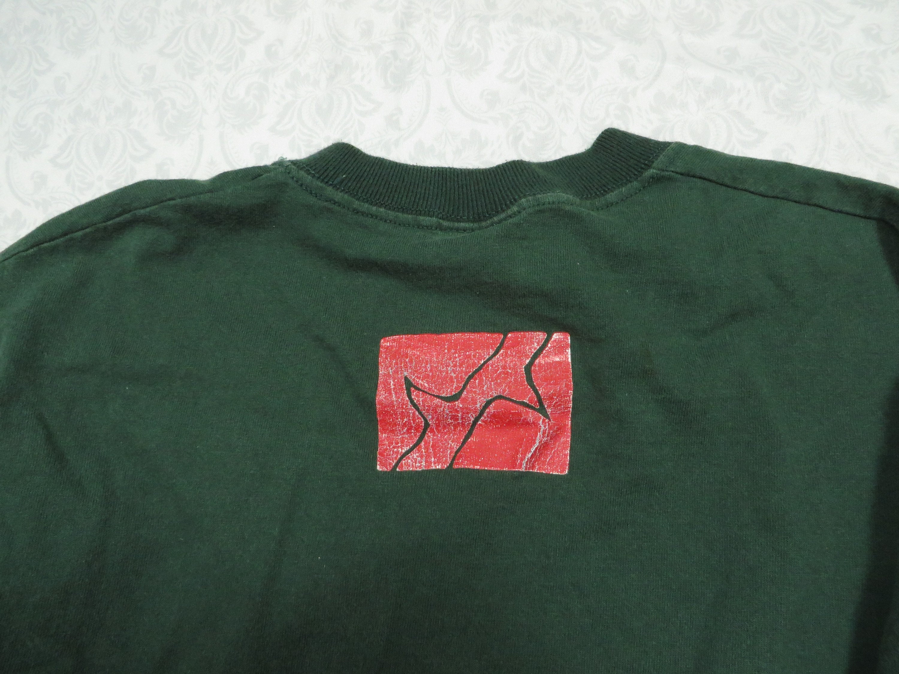 Vintage Among Thorns Tee Shirt Green Band Concert Jerzees 90