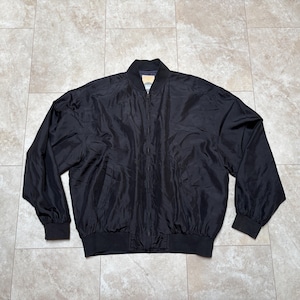 Vintage Silk Uomo Bomber Jacket Designer Black 90&#39;s Men&#39;s Oversized Large