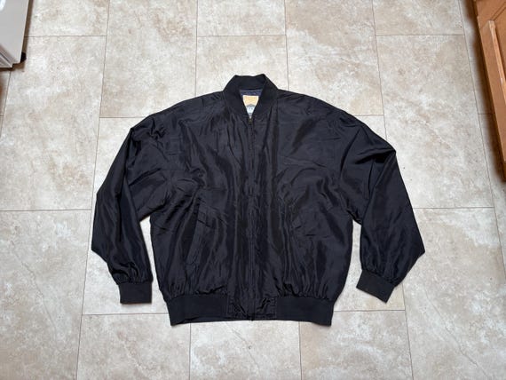 80-90s Vintage　Silk Bomber Jacket MA-1 80s Vintage Mustard Gold Mens Silk Bomber | Unisex Light
