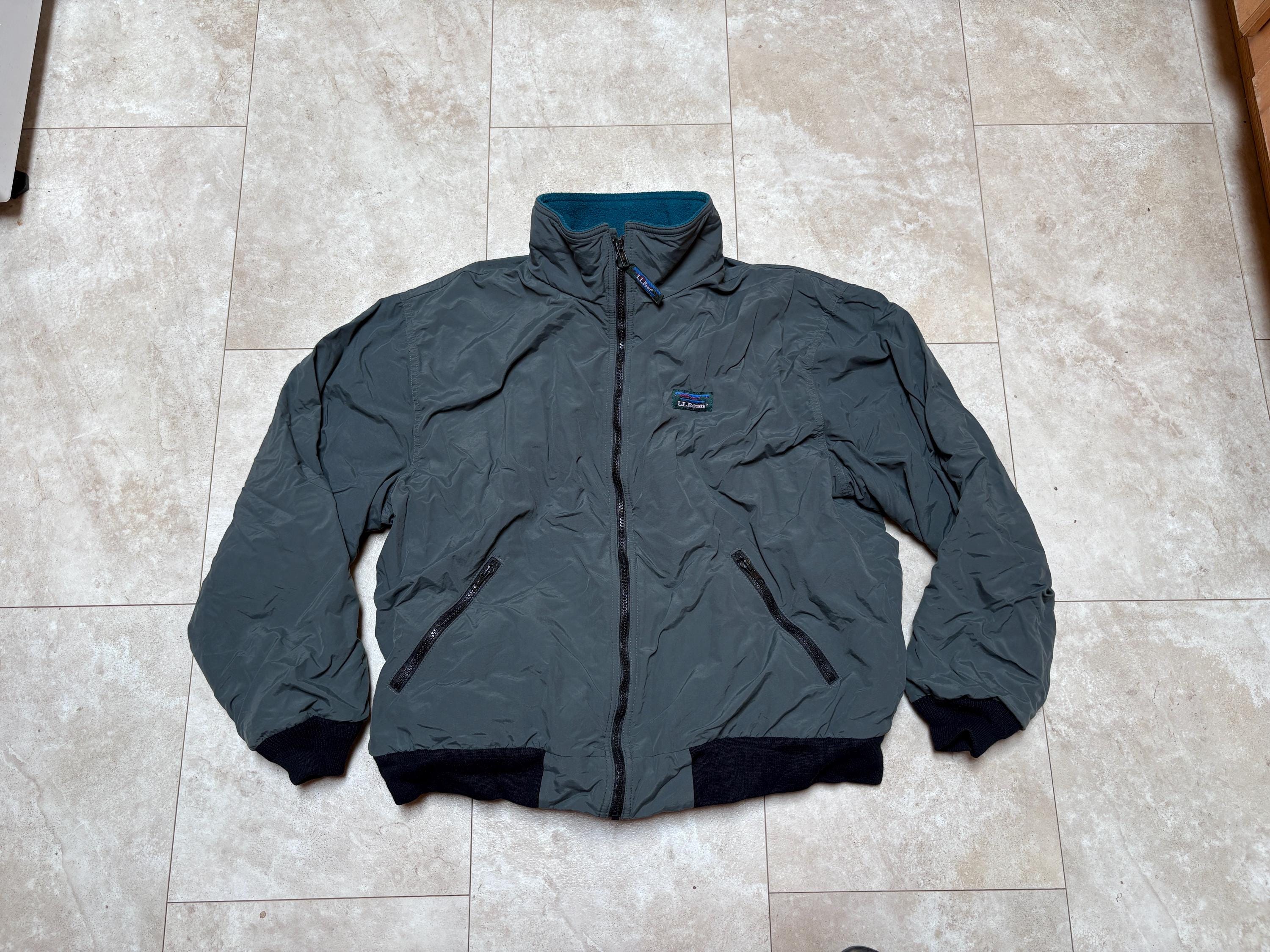 Vintage L.l.bean Warm-up Jacket: Grey 90's Men's Bomber Large