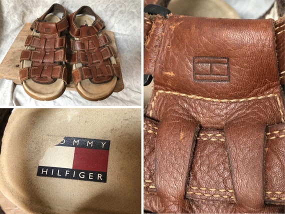 Vintage Tommy Hilfiger Sandals Brown Leather Fishe