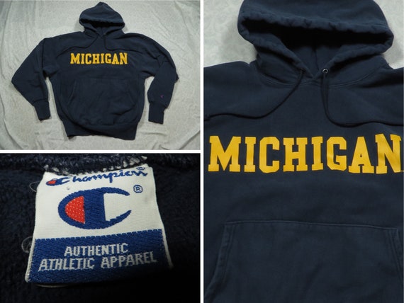 Vintage Champion Hoodie Reverse Weave Michigan Bl… - image 1