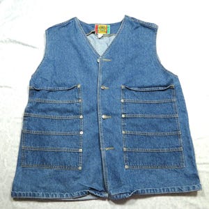 Vintage SS Jeanswear Denim Vest Blue 90&#39;s Men&#39;s XL