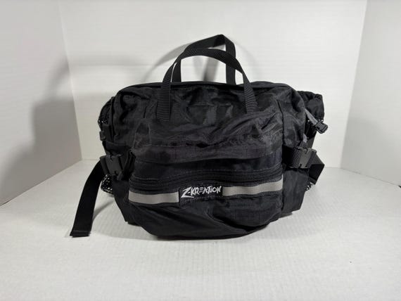 Vintage Zkreation Fanny Pack Black Large Hiking Waist Lumbar Bag