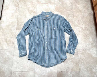 Vintage Big Mac Work Shirt: Blue White Stripe, 90s Cotton XXLT - Etsy