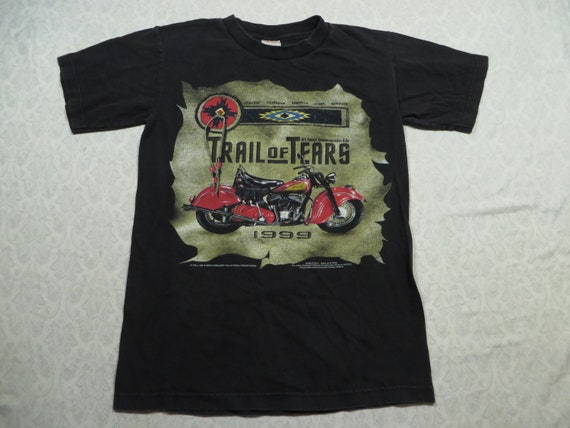 Vintage Indian Motorcycle Tee Shirt Black Trail o… - image 2
