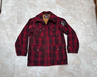 Vintage Woolrich Wool Coat: Buffalo Plaid Hunting Red Pants Set 60’s