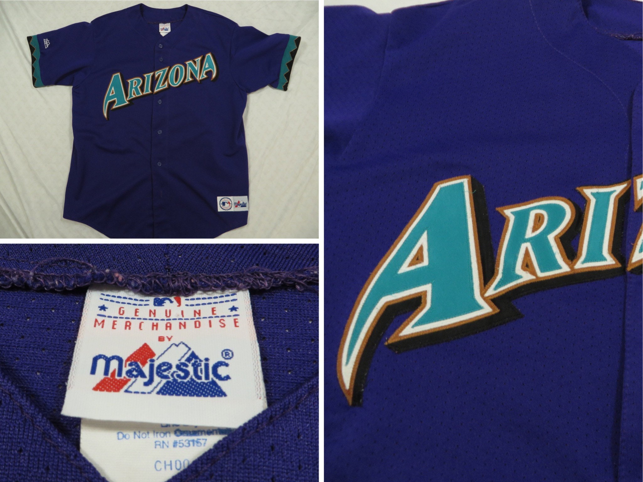 Vintage Diamondbacks Jersey Majestic Arizona Baseball Purple 