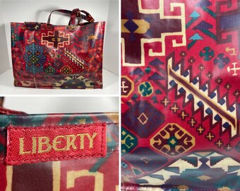 Sac à main vintage Liberty en vinyle aztèque Favric des années 80 Fabriqué en Angleterre