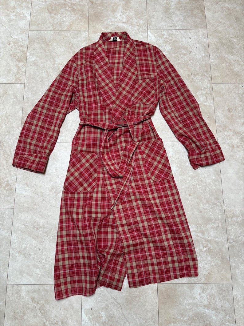 Red Plaid Robe Vintage Sea Island Robe: Red Plaid Treasurobe, Men’s 70’s Large - Etsy
