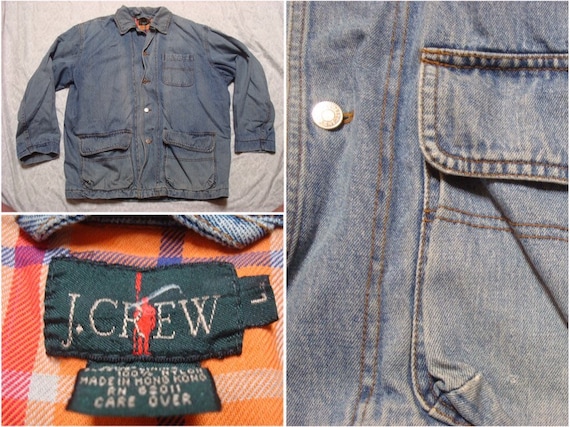Vintage Jcrew Denim Chore Jacket Barn Coat Blue Pl