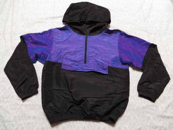 Vintage Surf Style Hoodie Black Purple 