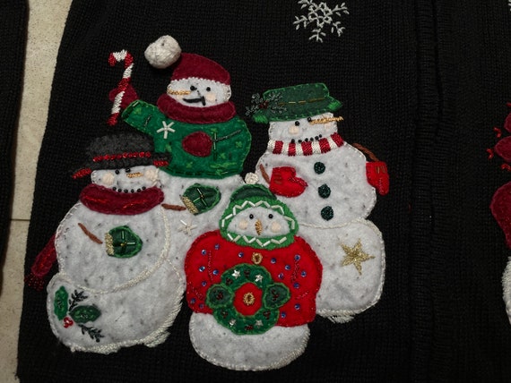 Vintage Christmas Sweater Cardigan Zip Up Carly S… - image 3