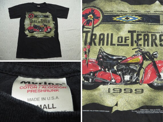 Vintage Indian Motorcycle Tee Shirt Black Trail o… - image 1
