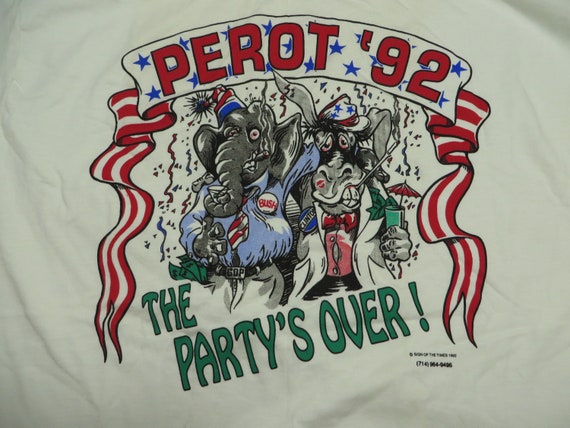 Vintage Ross Perot Tee Shirt White Deadstock Poli… - image 3