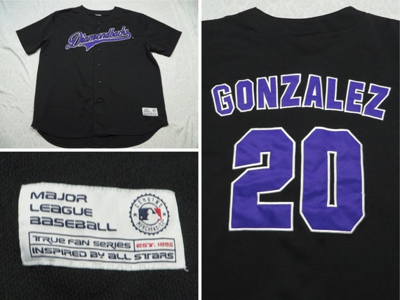 Vintage Diamondbacks Jersey Black Purple Luis Gon… - image 1