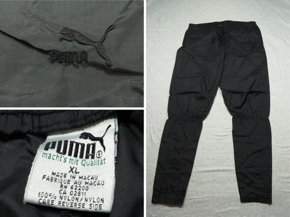 Vintage Puma Pants Black Embroidered Logo Wind Ny… - image 1