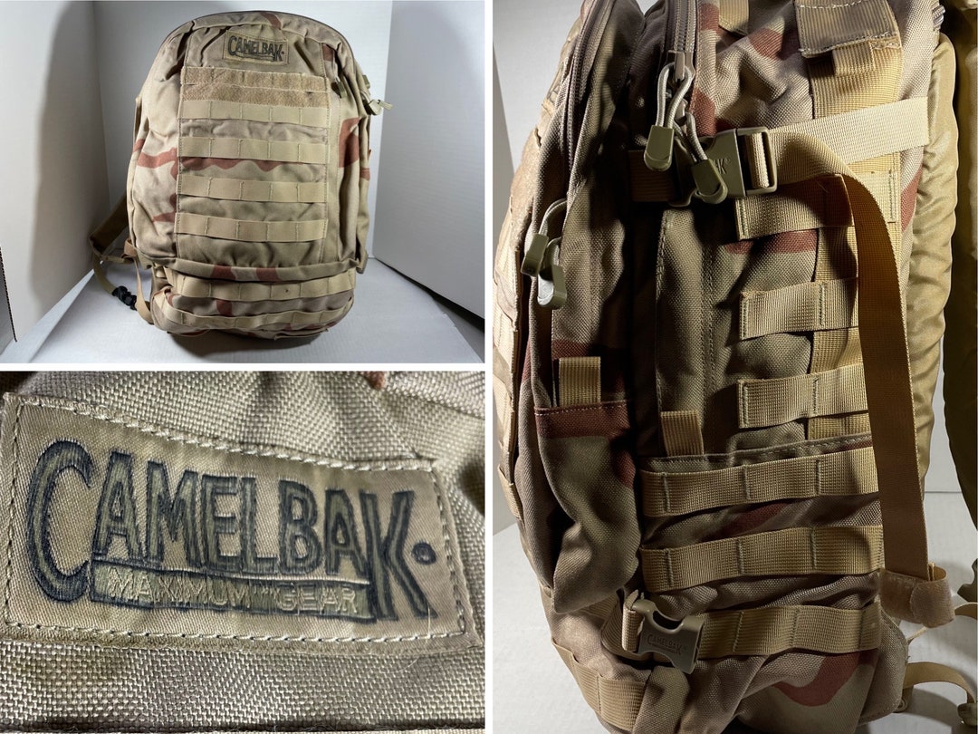 Vintage Camelbak Backpack 3L Military Desert Camo Tan Brown Bag