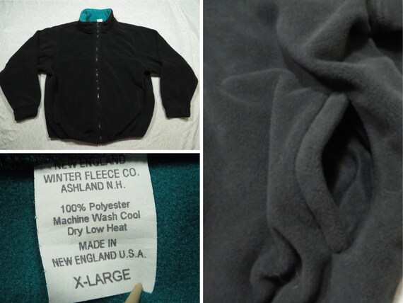 Vintage Fleece New England Winter Black Zip Up Ja… - image 1