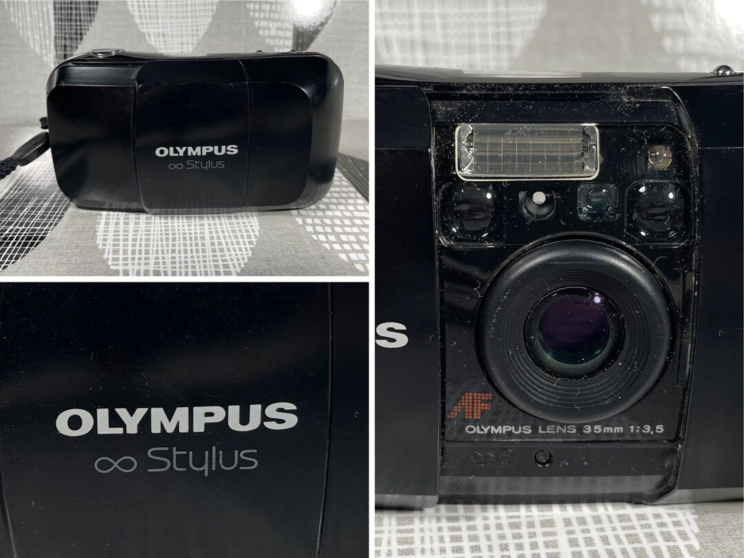 Olympus Stylus Infinity Aka MJU 1 Black 35mm Camera Film With Battery Tested Working Made in