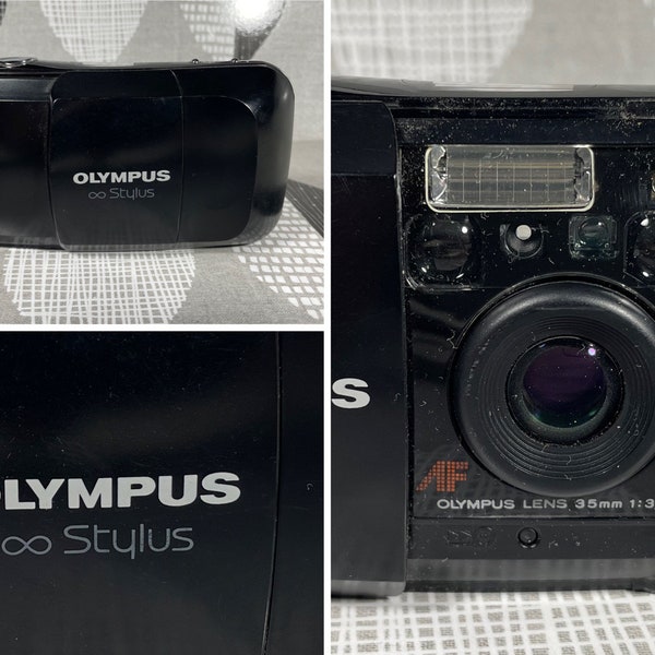 Olympus Stylus Infinity aka MJU 1 Black 35mm Camera Film with Battery Tested Working Made in Japan