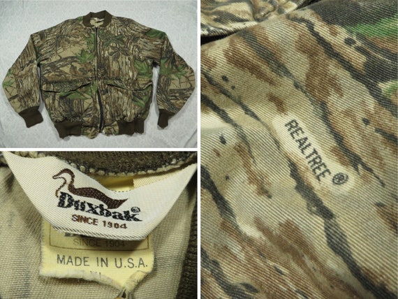 Vintage Duxbak Jacket Bomber Realtree Brown Camouflage Hunting Camo 90's Men's XL Made in USA