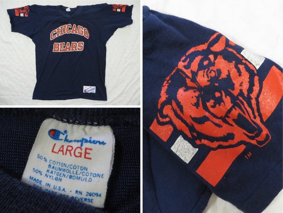 Vintage Bears Jersey Champion Chicago Blue Orange… - image 1