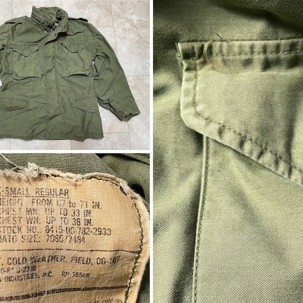 Vintage M65 Field Coat Green Military Issue Alpha Industries 80’s Extra Small Regular Made in USA