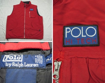 Vintage Polo Hi Tech Vest Red Ralph Lauren Puffer 90's Men's XL