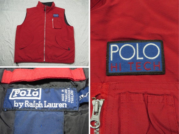 Vintage Polo Hi Tech Vest Red Ralph Lauren Puffer… - image 1