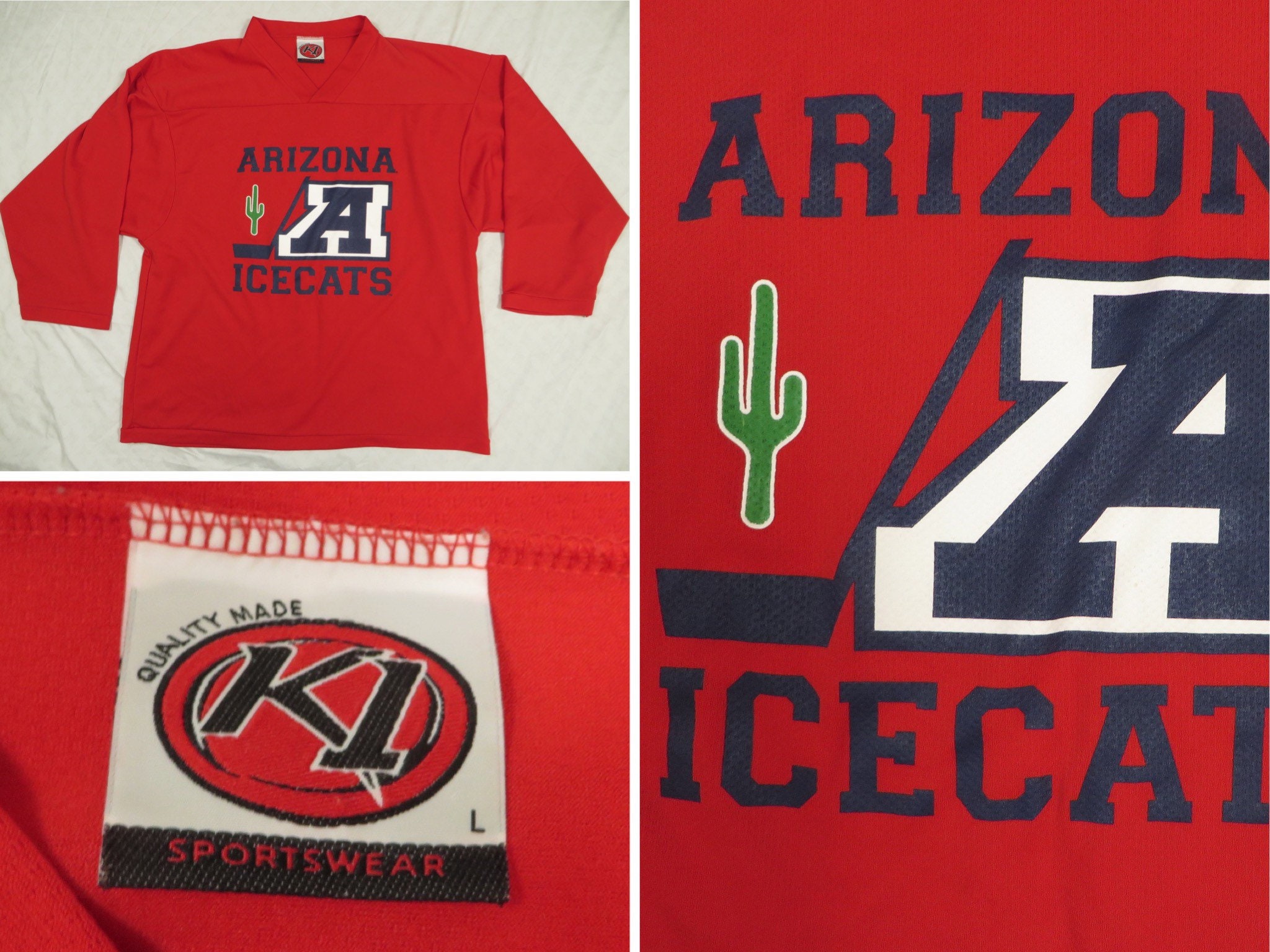 Vintage Arizona Wildcats Icecats Hockey Jersey 90s USA Made Size