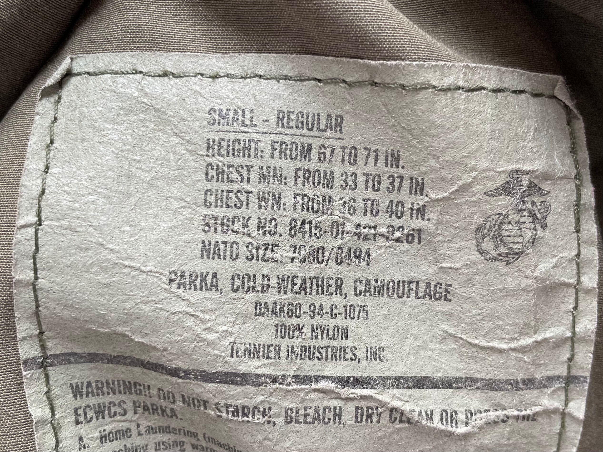 米軍実物 ECWパーカ 1988年 ISRATEX X-SMALL 米軍実物 ECWパーカ 1988
