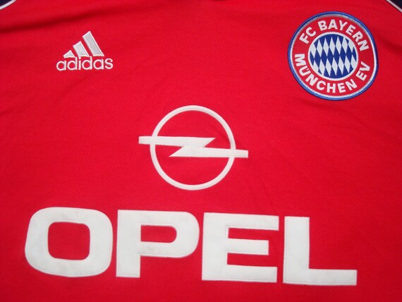 Vintage Herren 90er FC Bayern München Trikot Adidas Bixente Lizarazu blau rot Fußball Deutsche Bundesliga Opel Kurzarm XL Vintage Herren 90er FC Bayern München Trikot Adidas Bixente Lizarazu blau rot Fußball Deutsche Bundesliga Opel Kurzarm XL