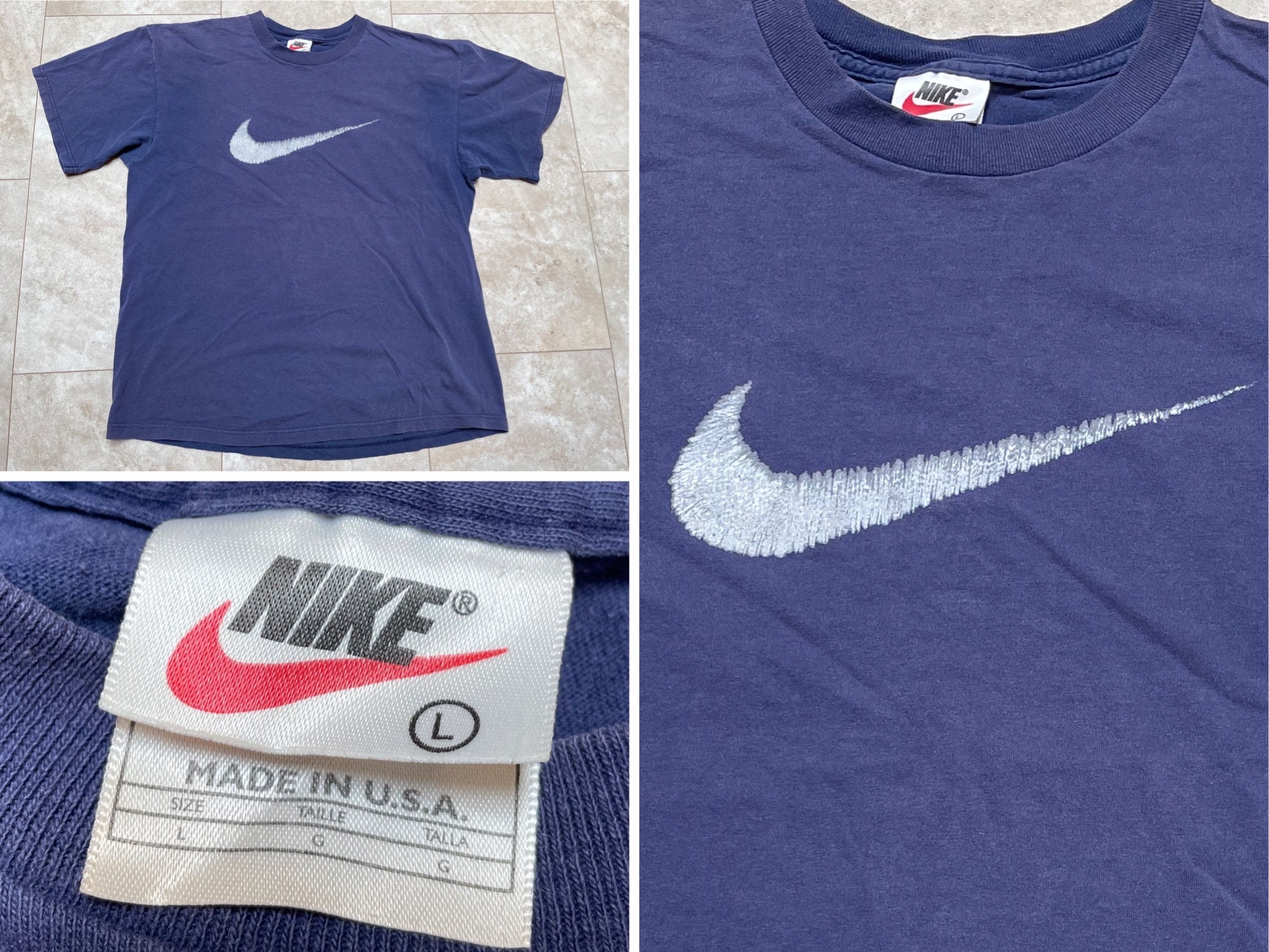 Vintage Nike Air Tee Shirt Blue Big Swoosh 90's Men's - Etsy