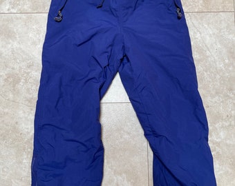 Pantalones de esquí Patagonia vintage, azul y morado, de 1997, de nailon aislante, de los años 90, talla 12 para niños.