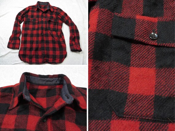 Vintage Buffalo Plaid Shirt Jacket Wool 