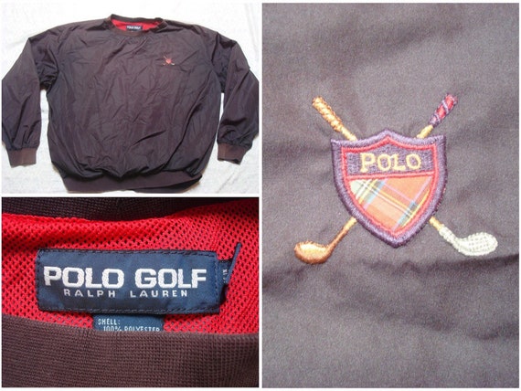 Vintage Polo Golf Windbreaker Black Crest Spell Ou