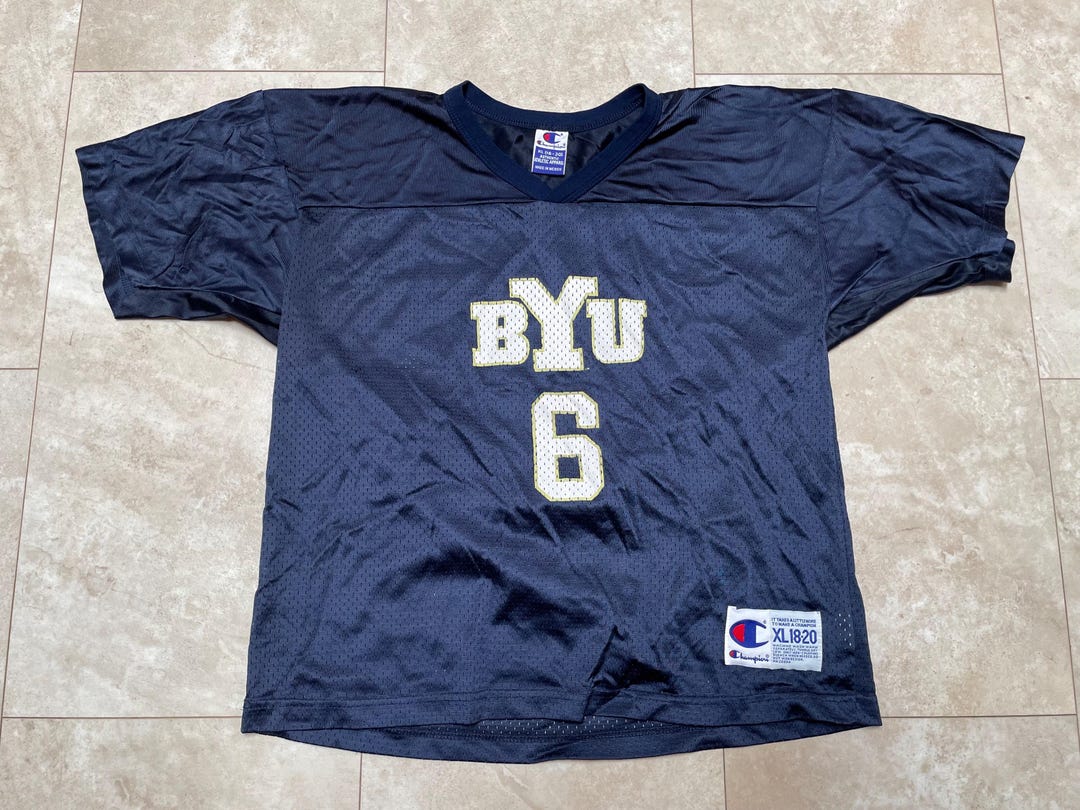 Vintage BYU Football Jersey Champion Blue Mesh 90's Men's Small