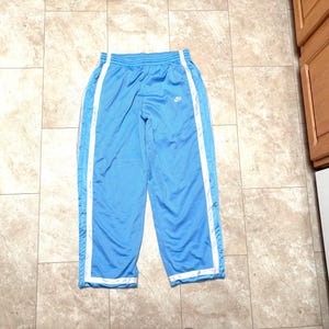 Vintage Nike Pants Light Blue White Basketball Stripe Wide Leg