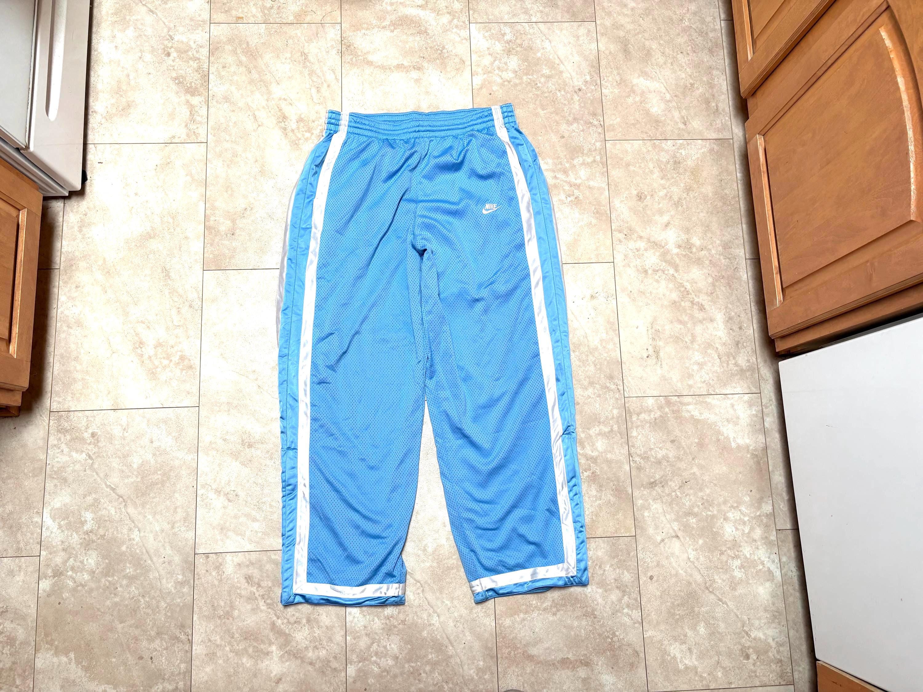 Vintage Nike Pants Light Blue White Basketball Stripe Wide