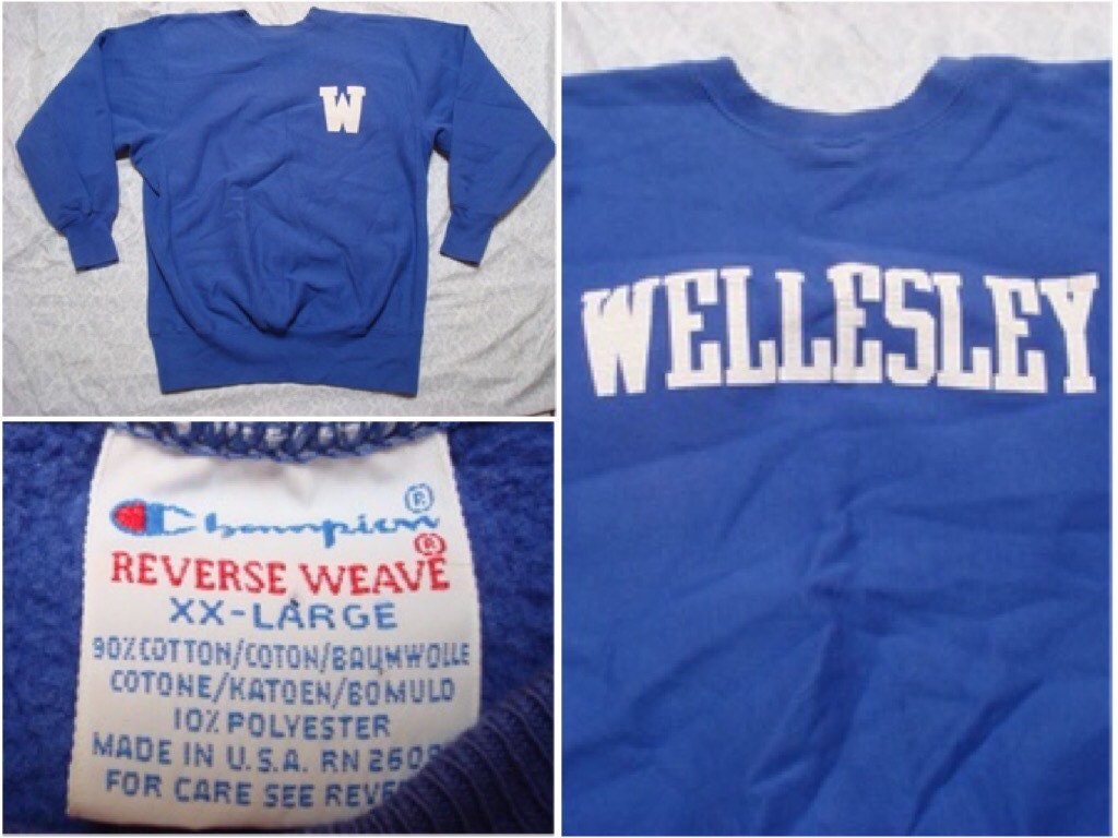 Vintage Champion Sweatshirt Reverse Weabe Blue Wellesley - Etsy