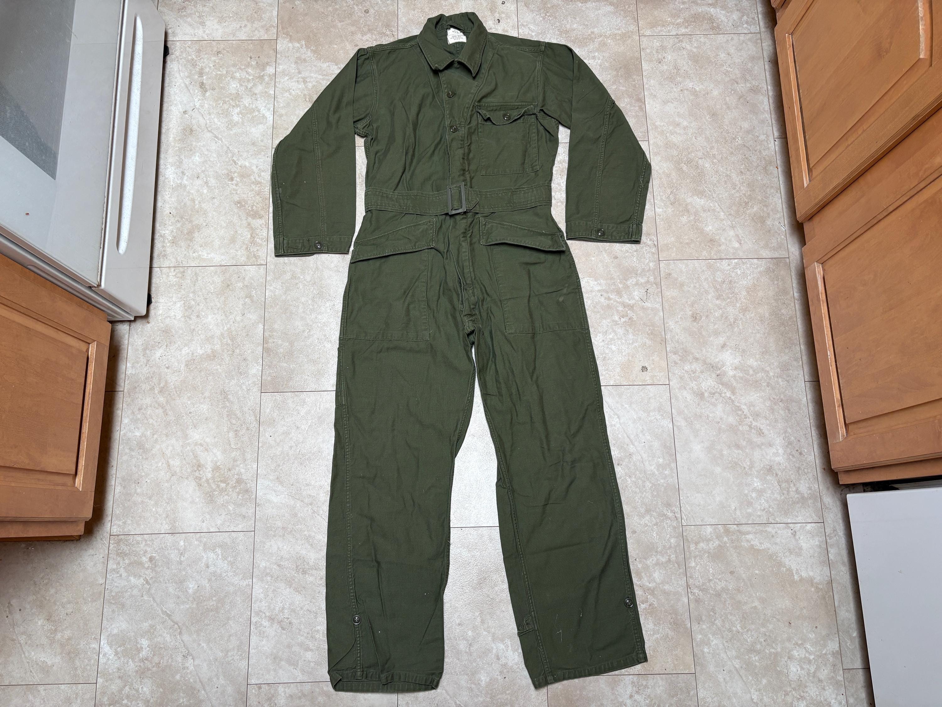 パンツ MILITARY JUMPSUIT human Mada Vintage Sateen Coveralls: Green Military Jumpsuit Made in USA