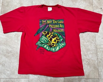 Vintage 90s WWF Poison Arrow Frog Tee, Wildlife Conservation, Men's XL