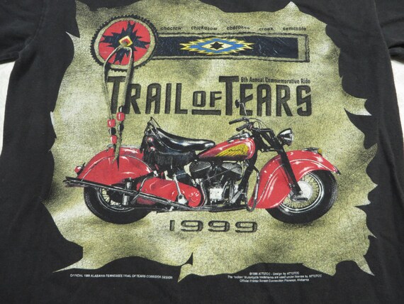 Vintage Indian Motorcycle Tee Shirt Black Trail o… - image 3