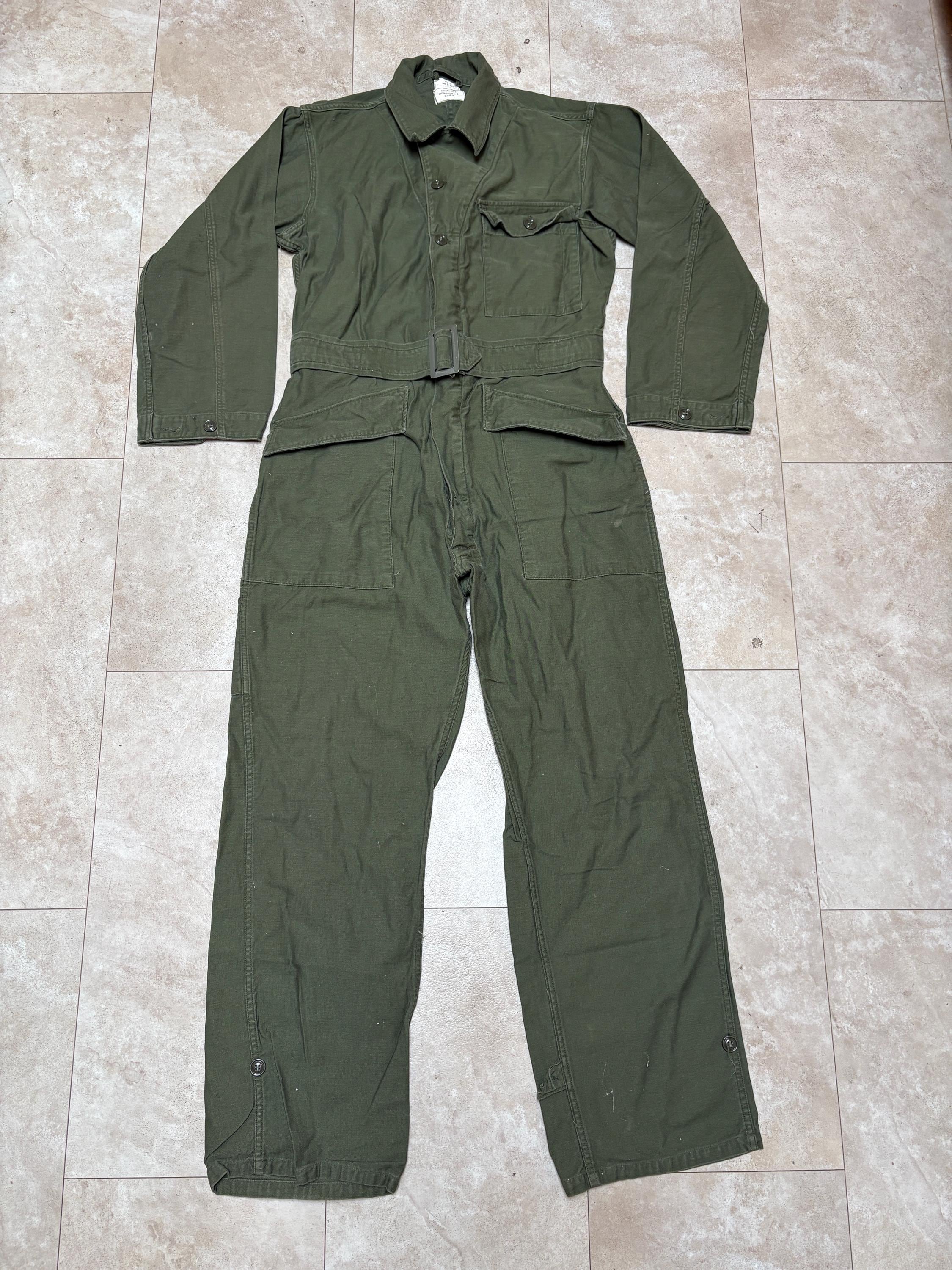 パンツ MILITARY JUMPSUIT human Mada Vintage Sateen Coveralls: Green Military Jumpsuit Made in USA