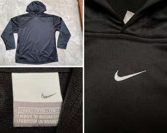 Vintage Sweat à capuche Nike Center Swoosh Blanc Noir Basket-ball de l'an 2000 pour homme XXL