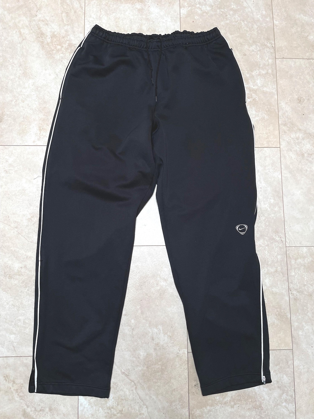 Vintage Nike Pants Black White Stripe Swoosh Track Y2K