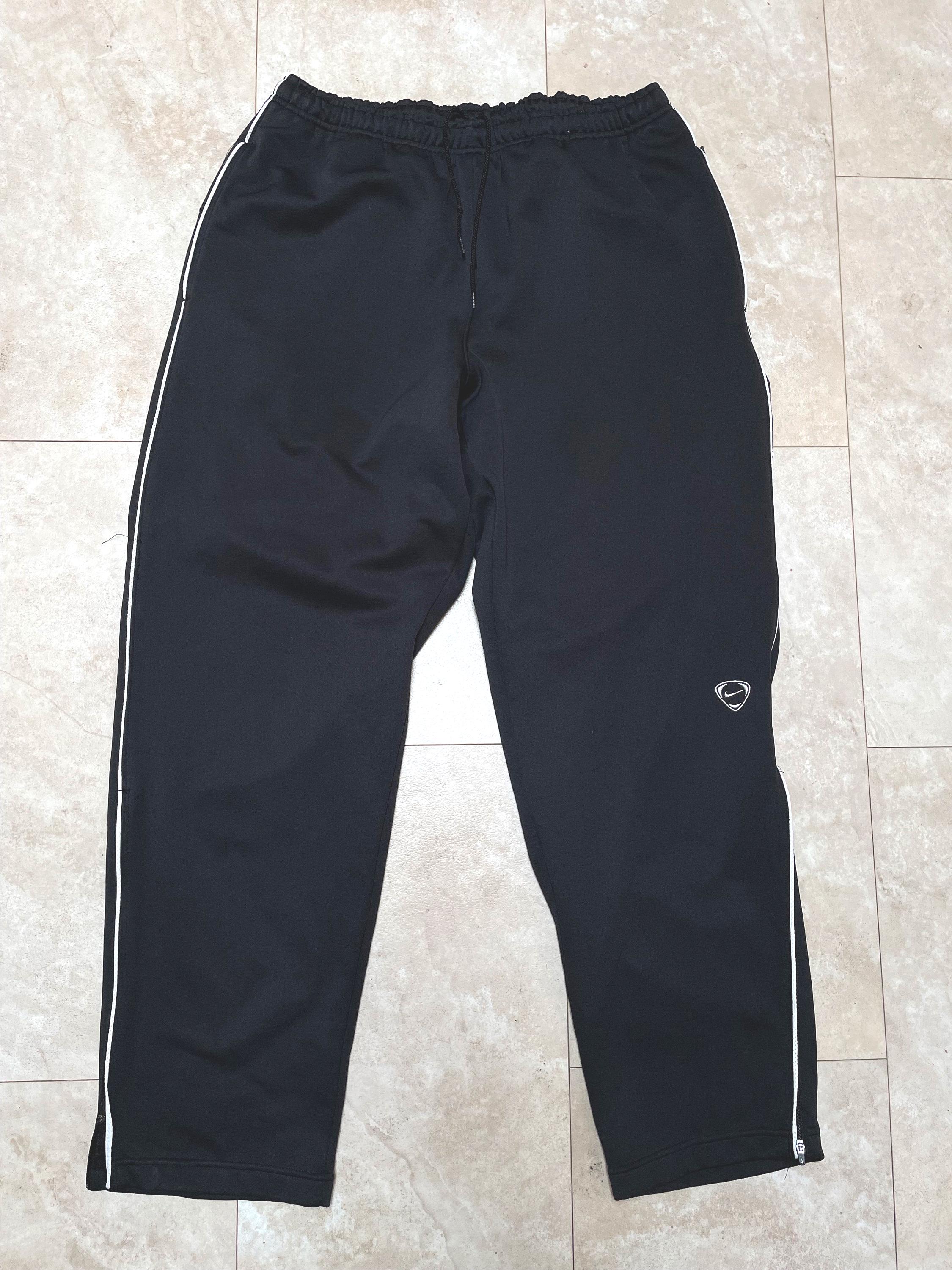 Vintage Nike Pants Black White Stripe Swoosh Track Y2K